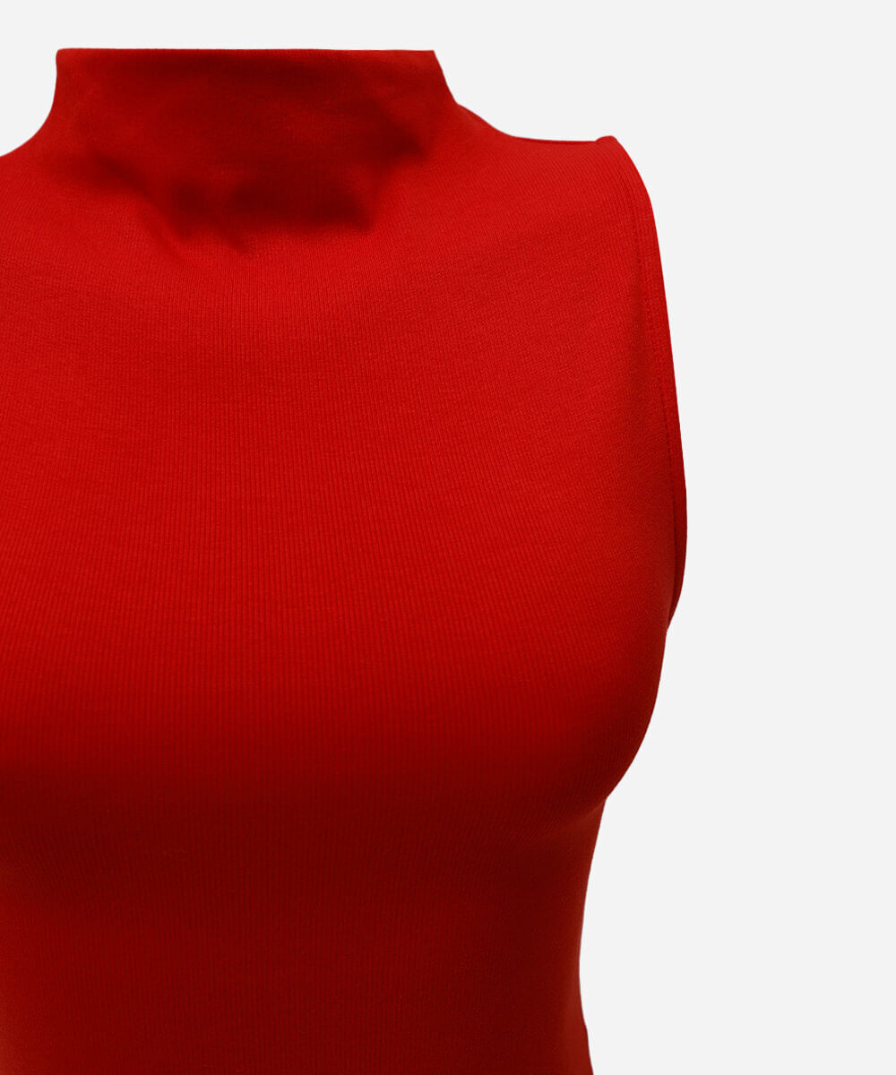 blusa feminina de algodão gola alta canelada vermelha