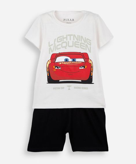 conjunto infantil curto carros off white