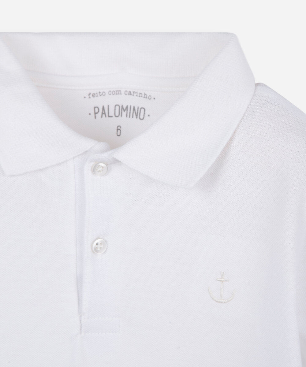 polo de algodão infantil âncora off white