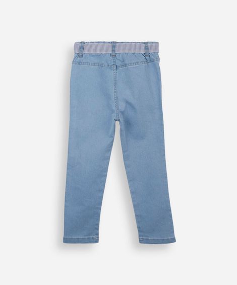 calça skinny infantil jeans com cinto faixa azul