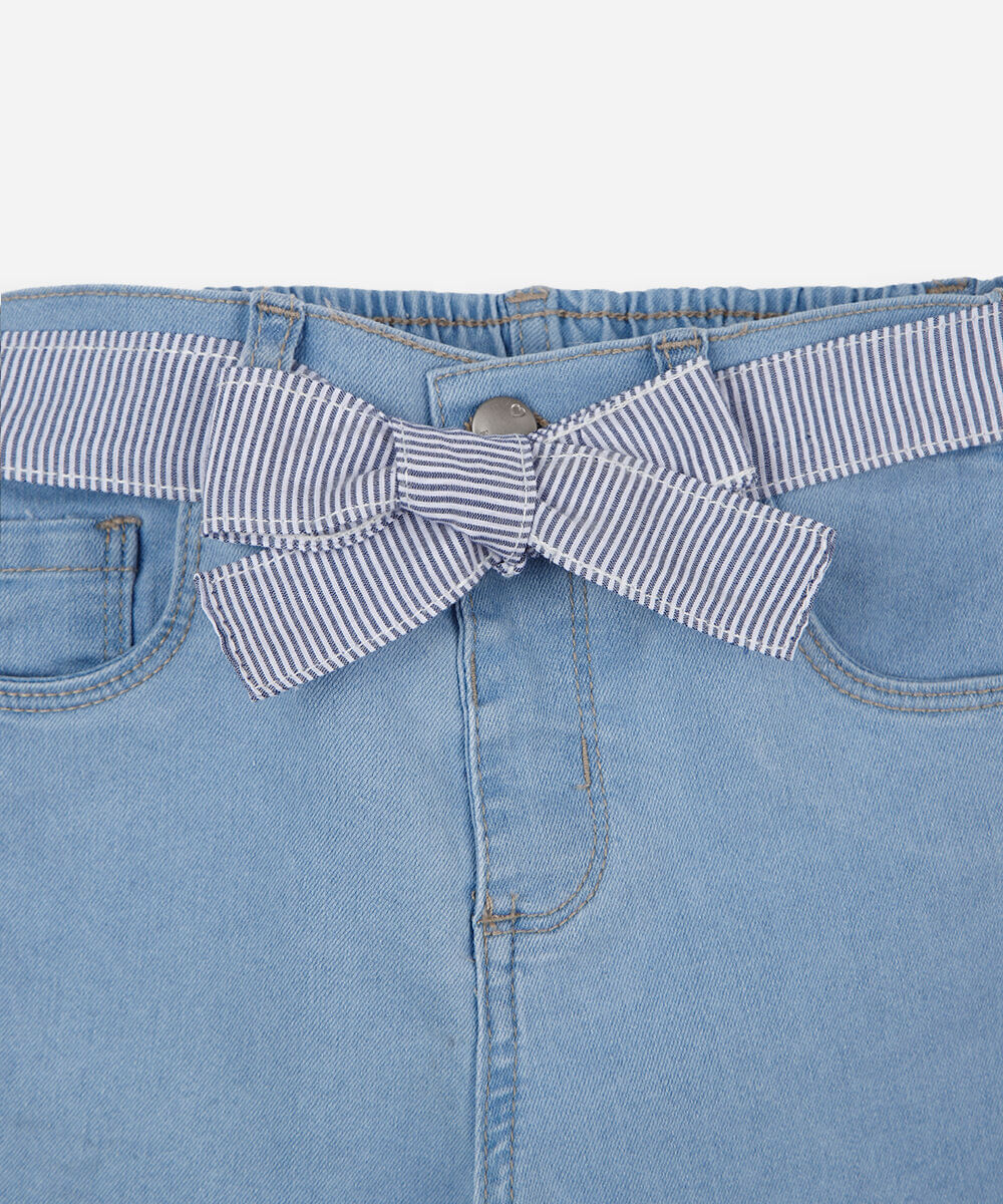 calça skinny infantil jeans com cinto faixa azul