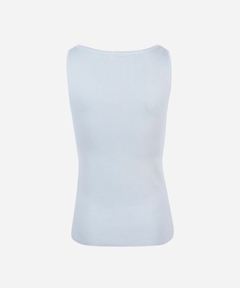 regata feminina de tricot decote canoa azul