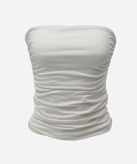 cropped feminino drapeado em malha off white