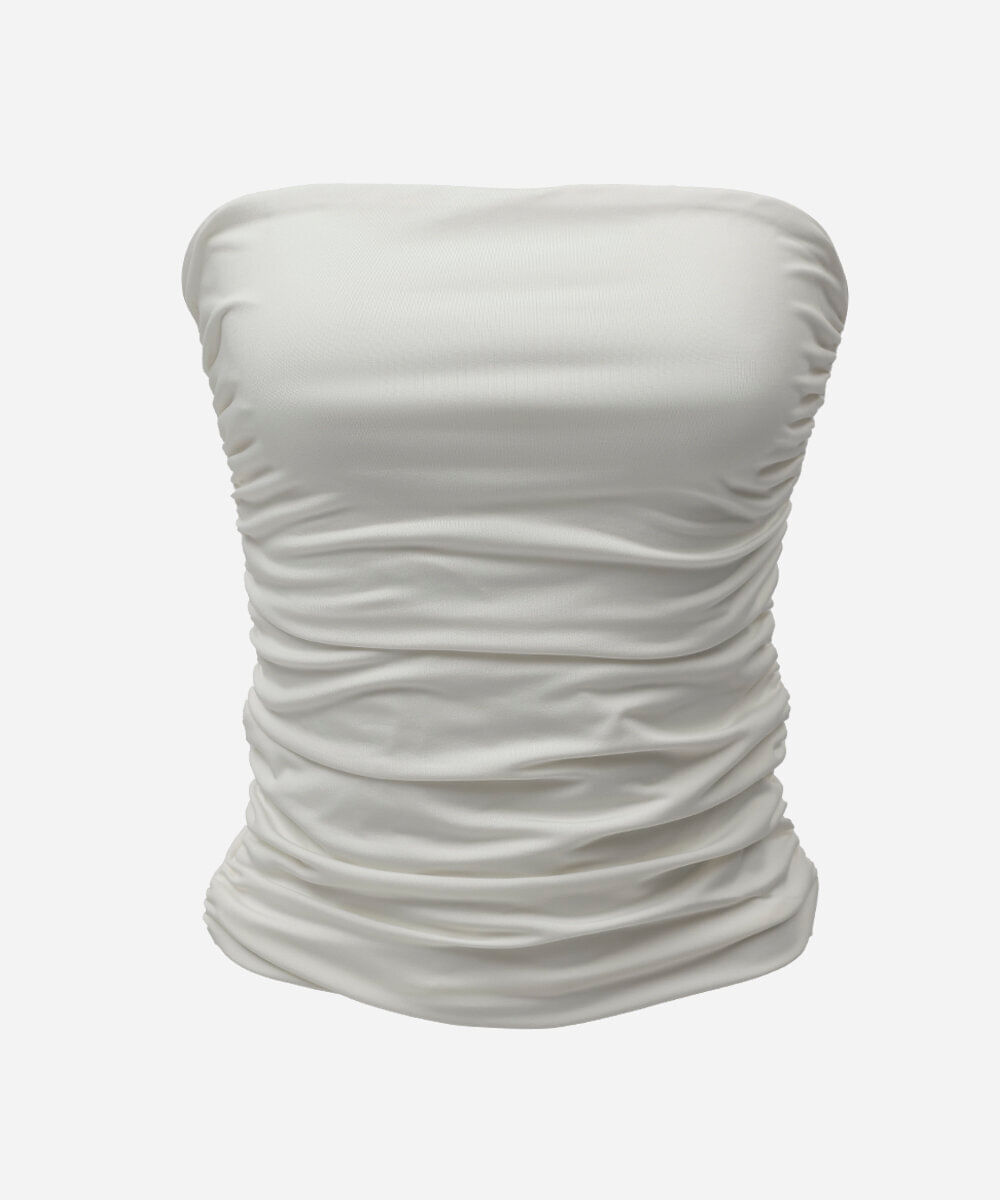 cropped feminino drapeado em malha off white