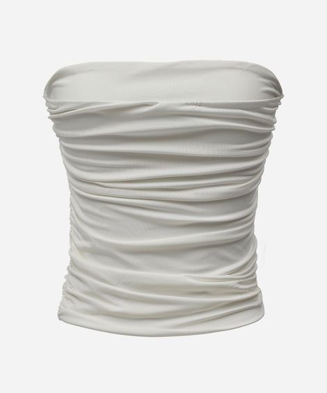 cropped feminino drapeado em malha off white