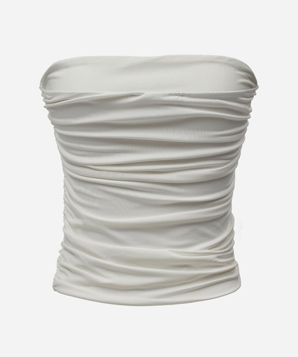 cropped feminino drapeado em malha off white