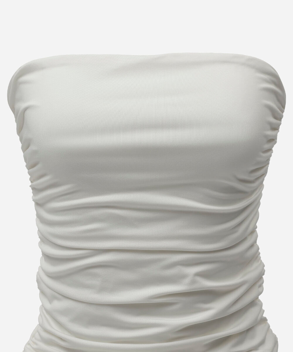 cropped feminino drapeado em malha off white
