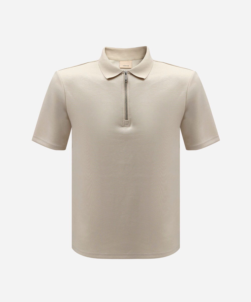 polo masculina com viscose manga curta bege