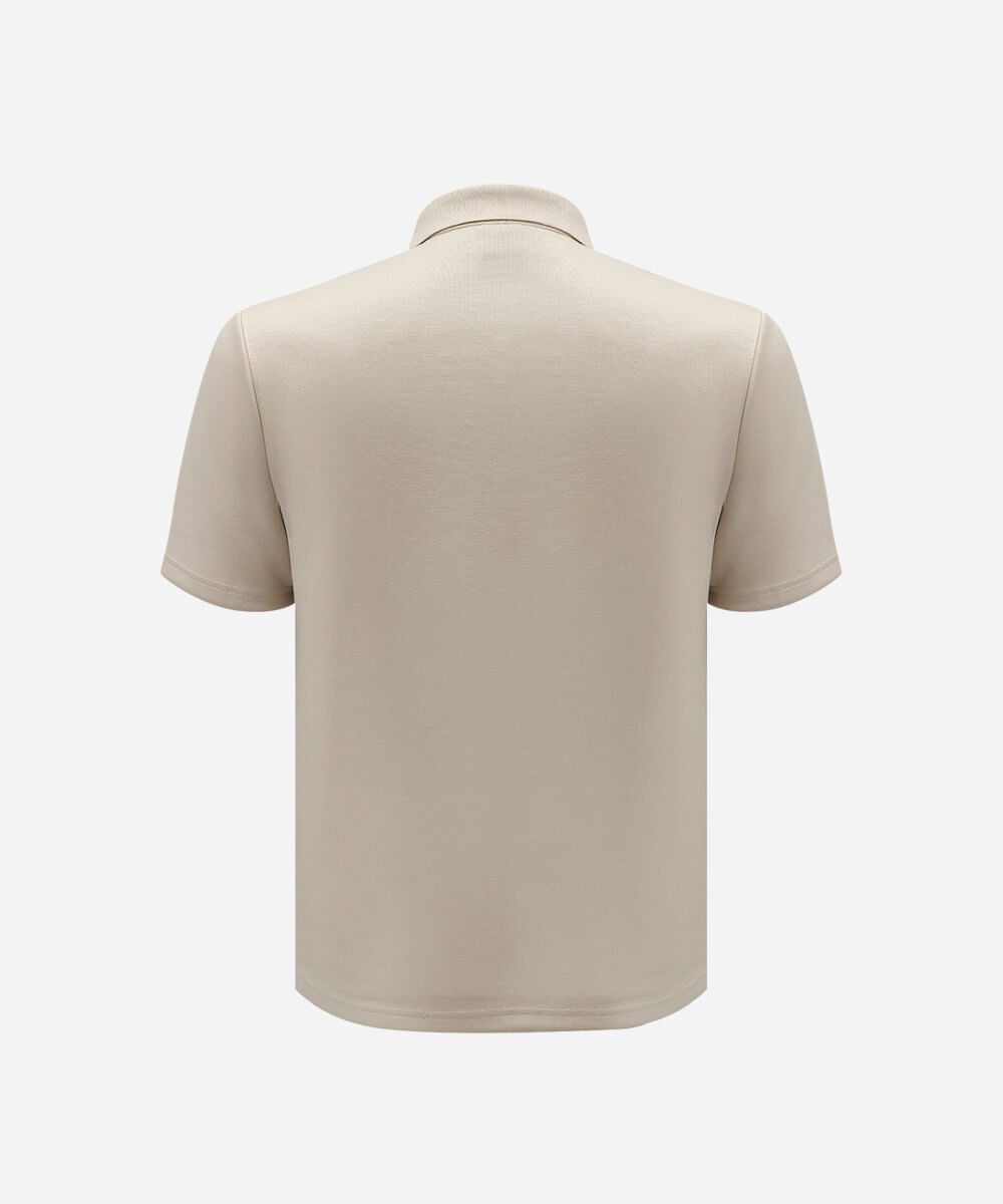 polo masculina com viscose manga curta bege