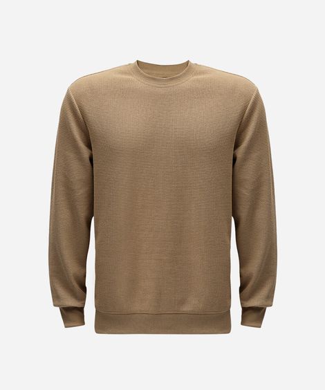 blusa masculina manga longa texturizada bege