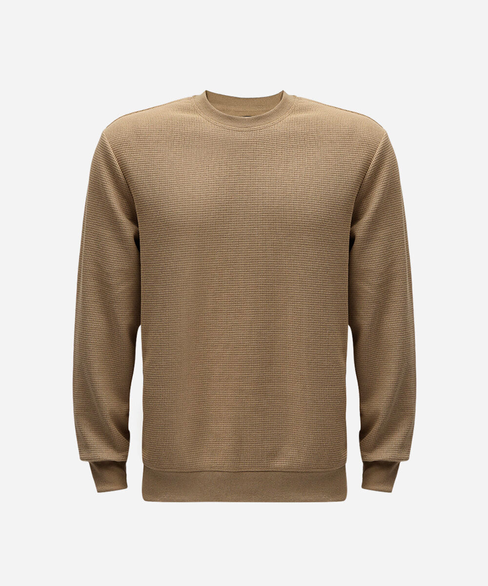 blusa masculina manga longa texturizada bege
