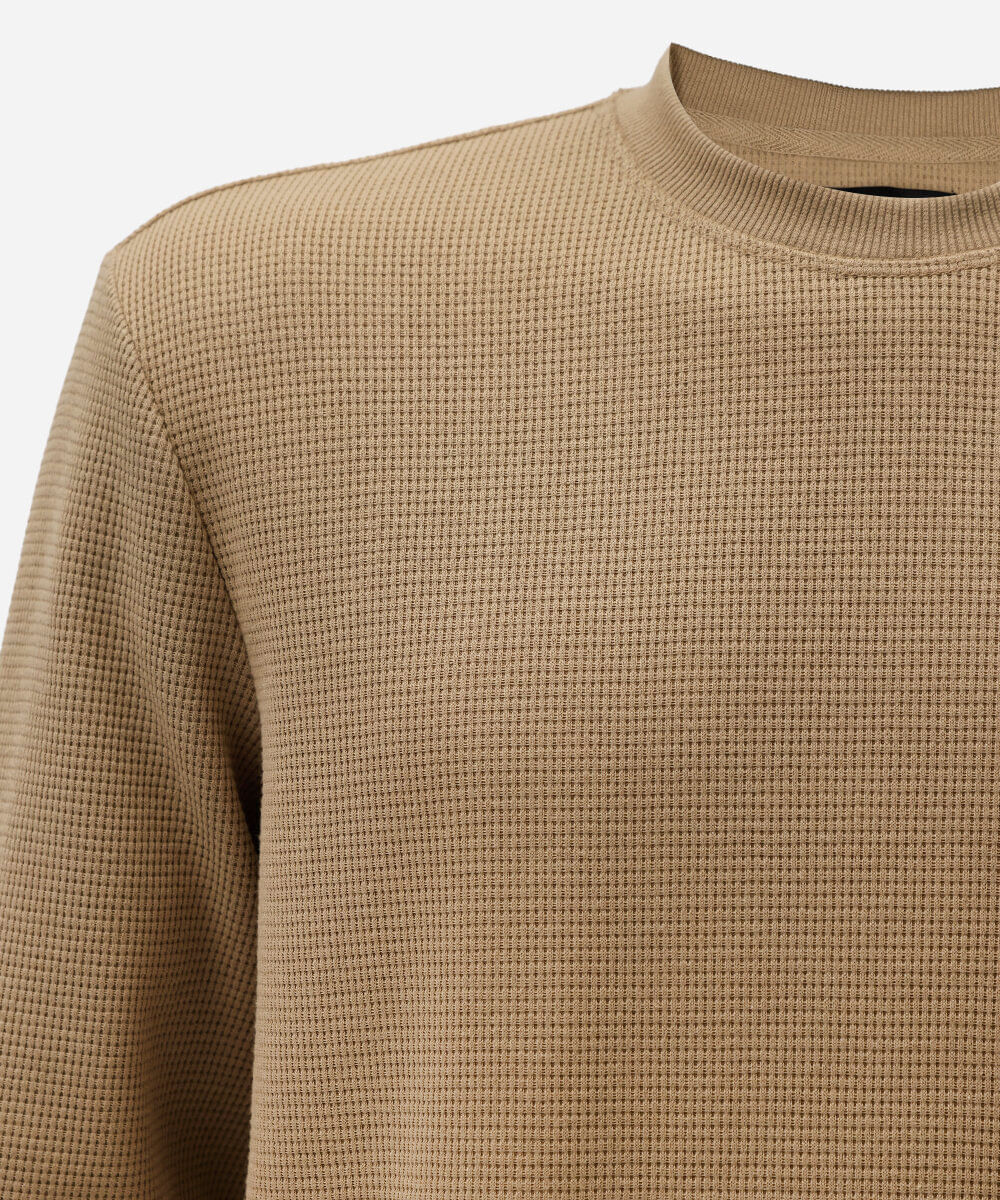blusa masculina manga longa texturizada bege