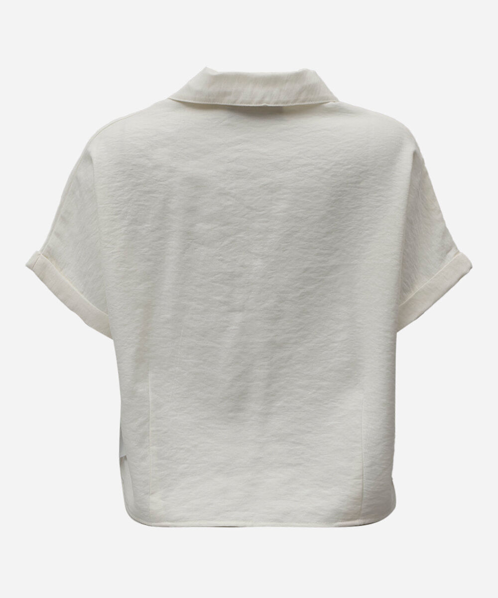 camisa boxer feminina com viscose manga curta off white