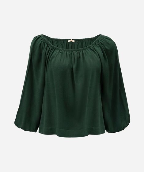 blusa feminina com linho ombro a ombro verde