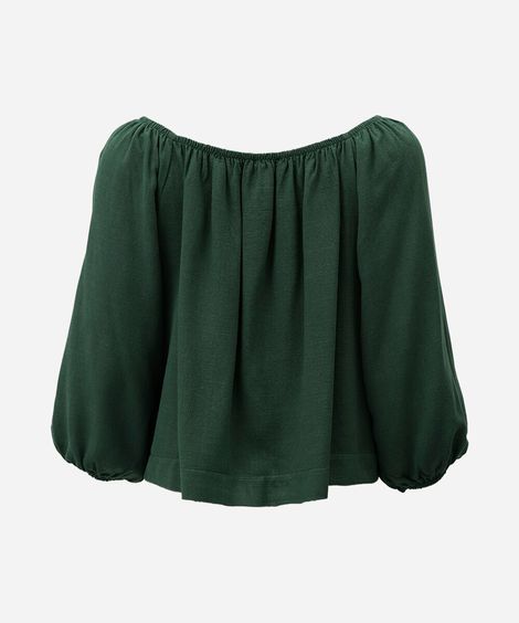 blusa feminina com linho ombro a ombro verde