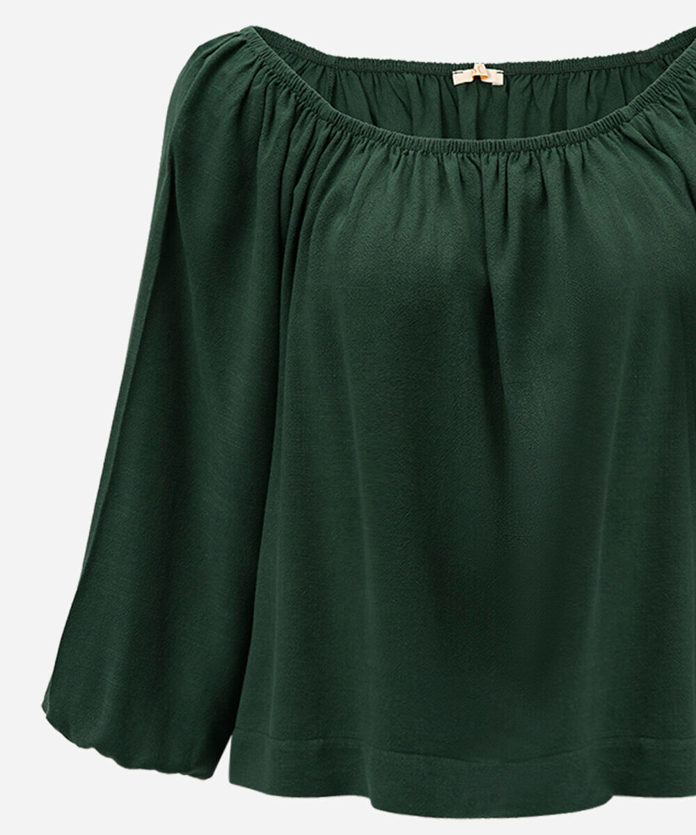 blusa feminina com linho ombro a ombro verde
