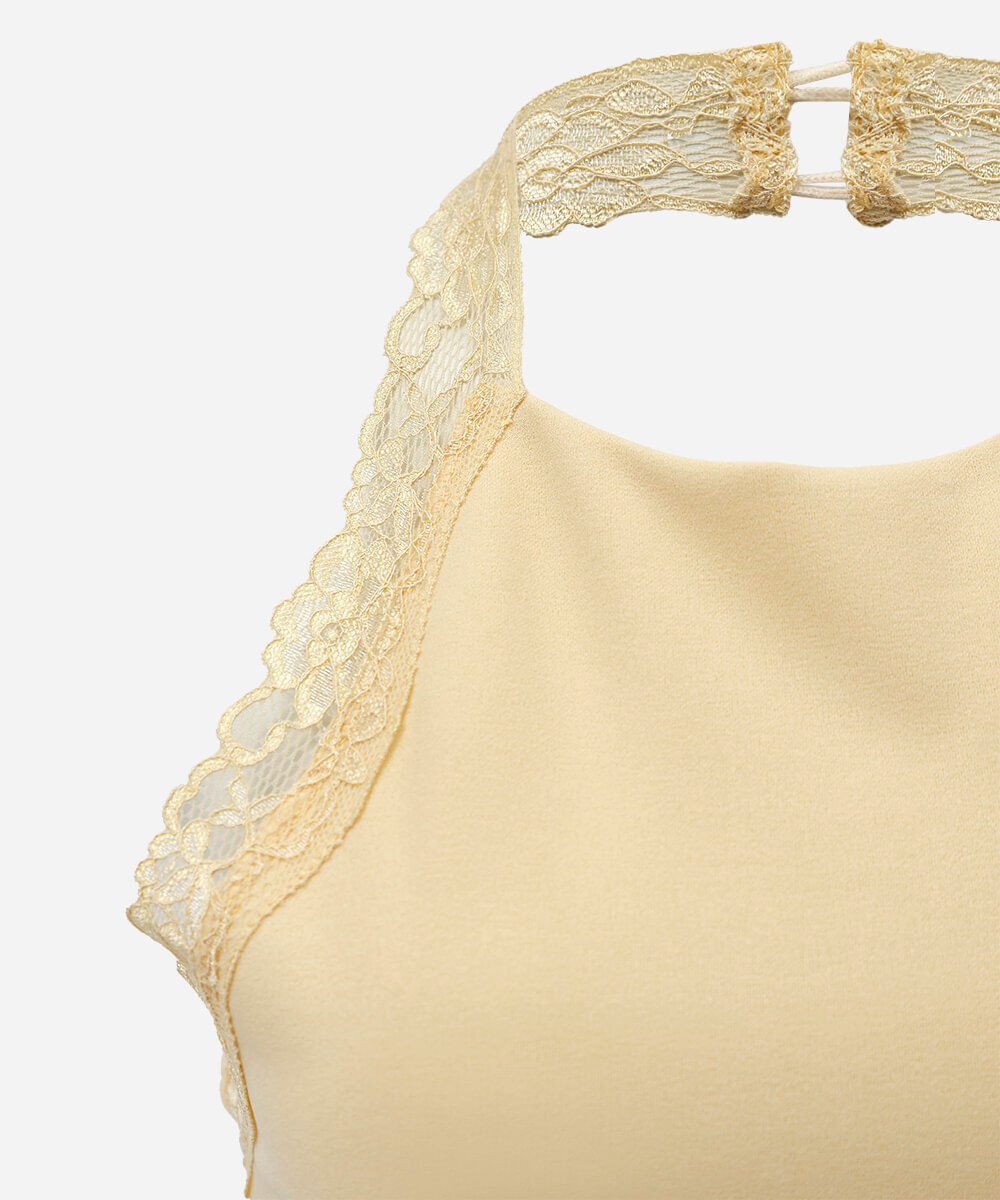 blusa feminina frente única com renda amarela