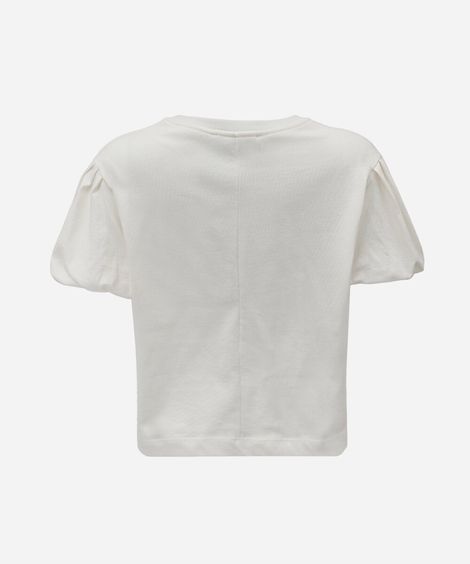 camiseta cropped feminina de algodão manga bufante off white