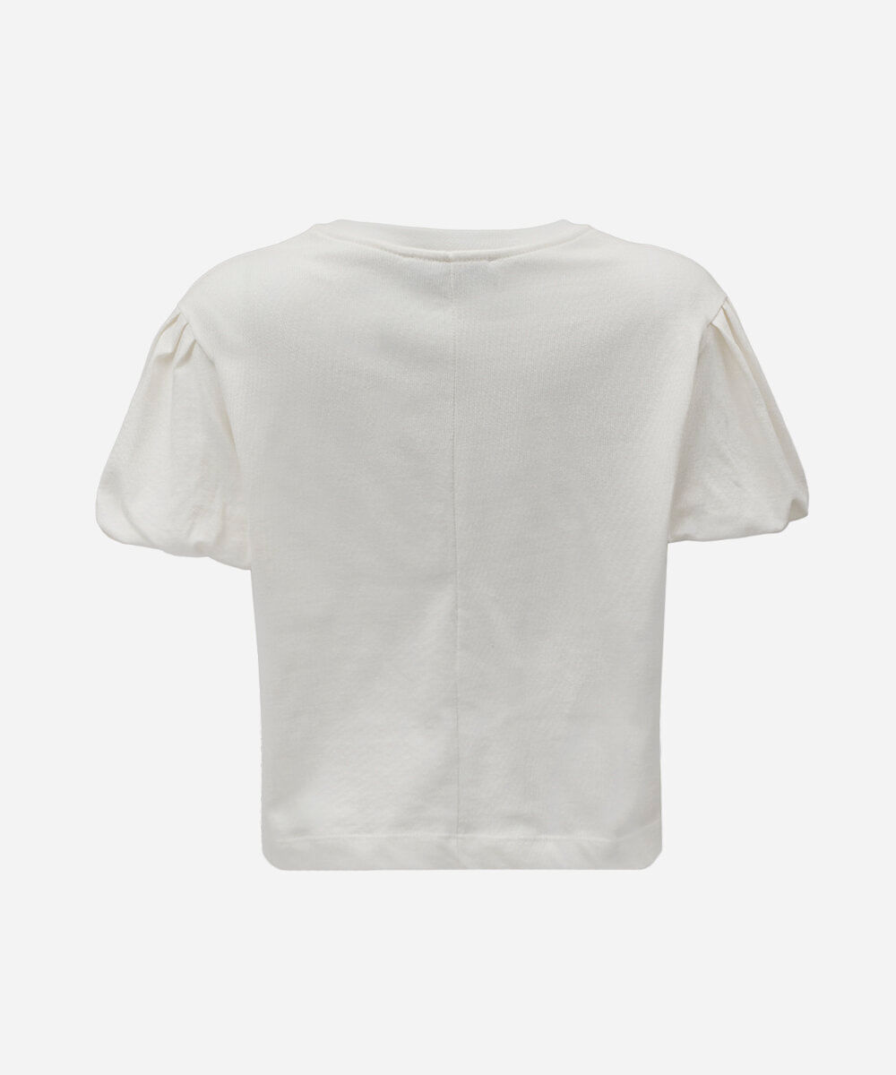 camiseta cropped feminina de algodão manga bufante off white