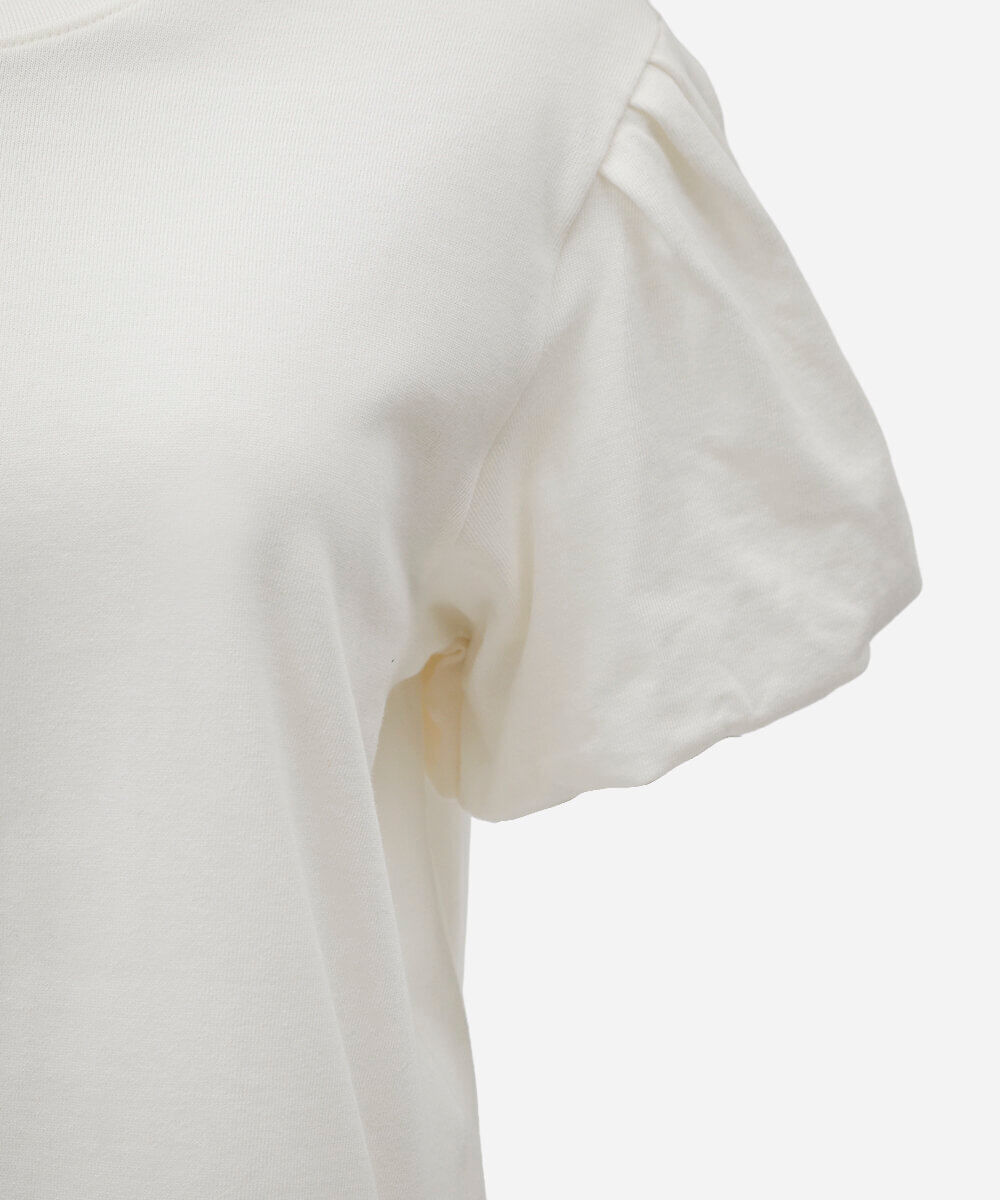 camiseta cropped feminina de algodão manga bufante off white