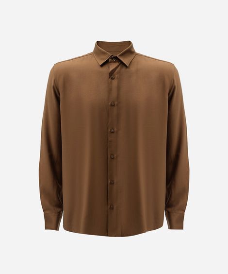 camisa masculina com viscose manga longa marrom