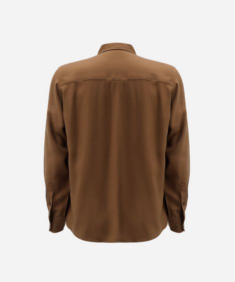 camisa masculina com viscose manga longa marrom