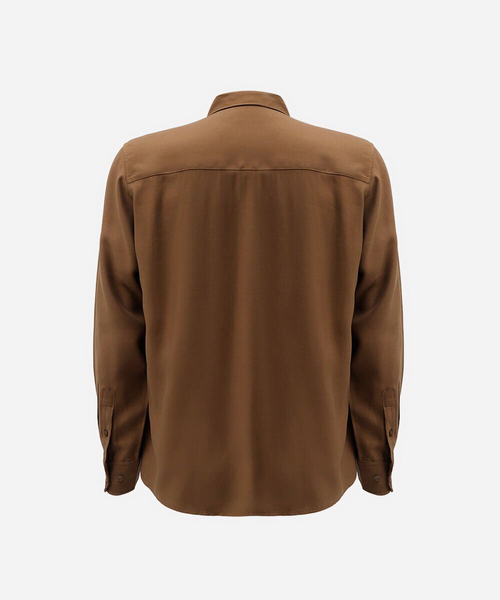 camisa masculina com viscose manga longa marrom