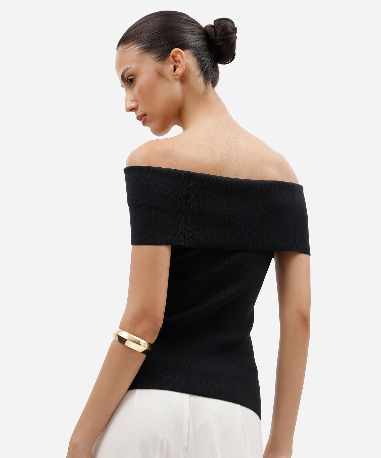 blusa feminina de tricot ombro a ombro preta