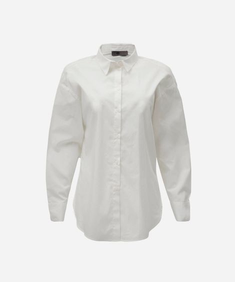 camisa oversized feminina de algodão manga longa off white