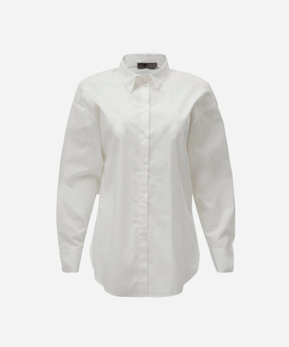 camisa oversized feminina de algodão manga longa off white