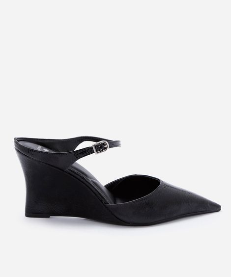 scarpin mule feminino bico fino salto anabela mindset preto