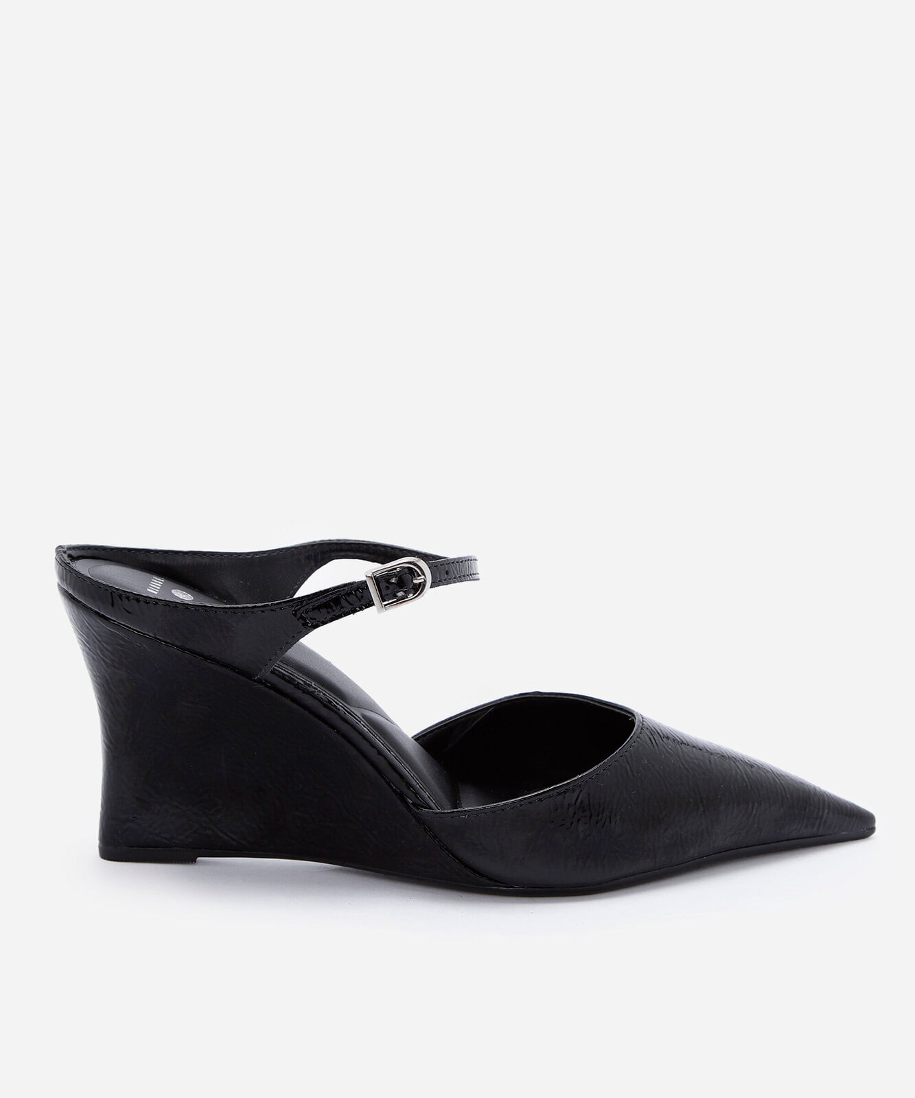 scarpin mule feminino bico fino salto anabela mindset preto