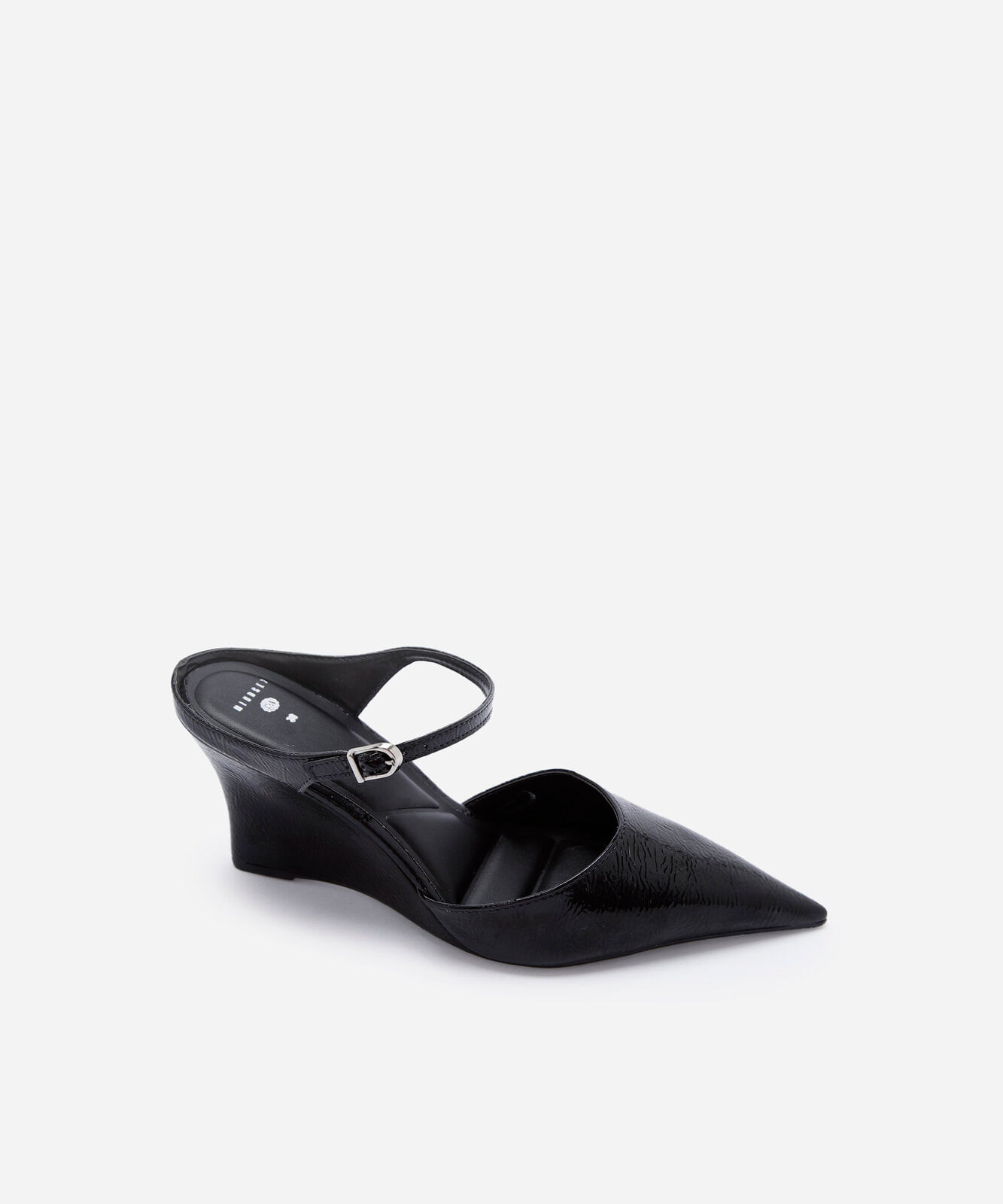 scarpin mule feminino bico fino salto anabela mindset preto