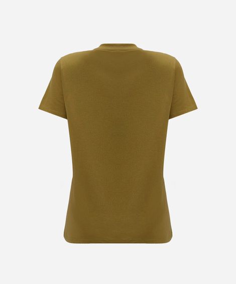 camiseta básica feminina de algodão manga curta estampada verde