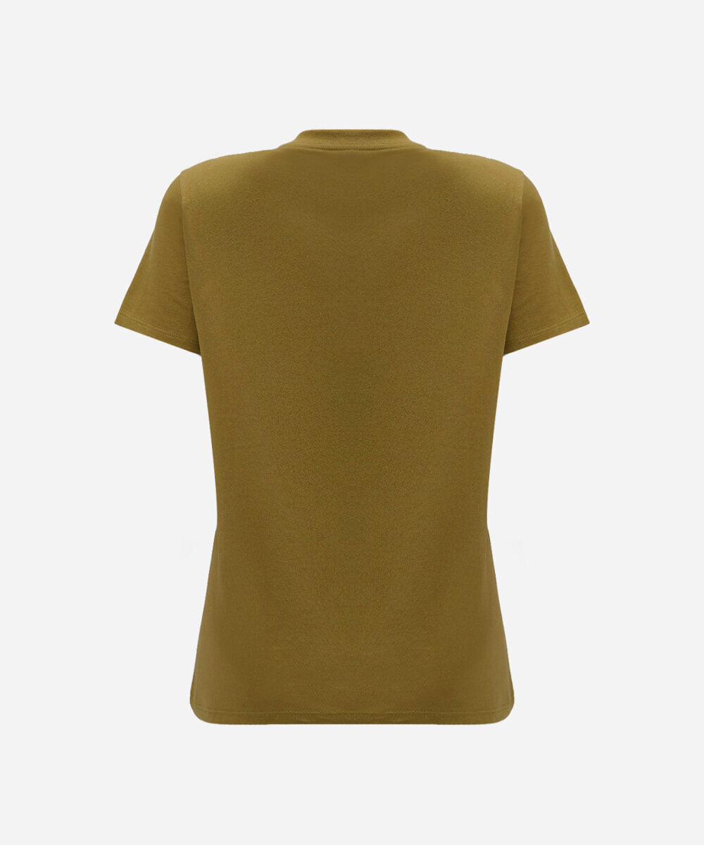 camiseta básica feminina de algodão manga curta estampada verde