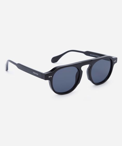 óculos de sol unissex redondo de acetato triton preto