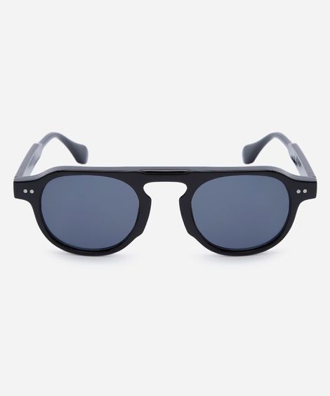 óculos de sol unissex redondo de acetato triton preto
