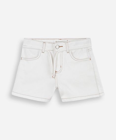 short mom infantil de sarja com cordão off white