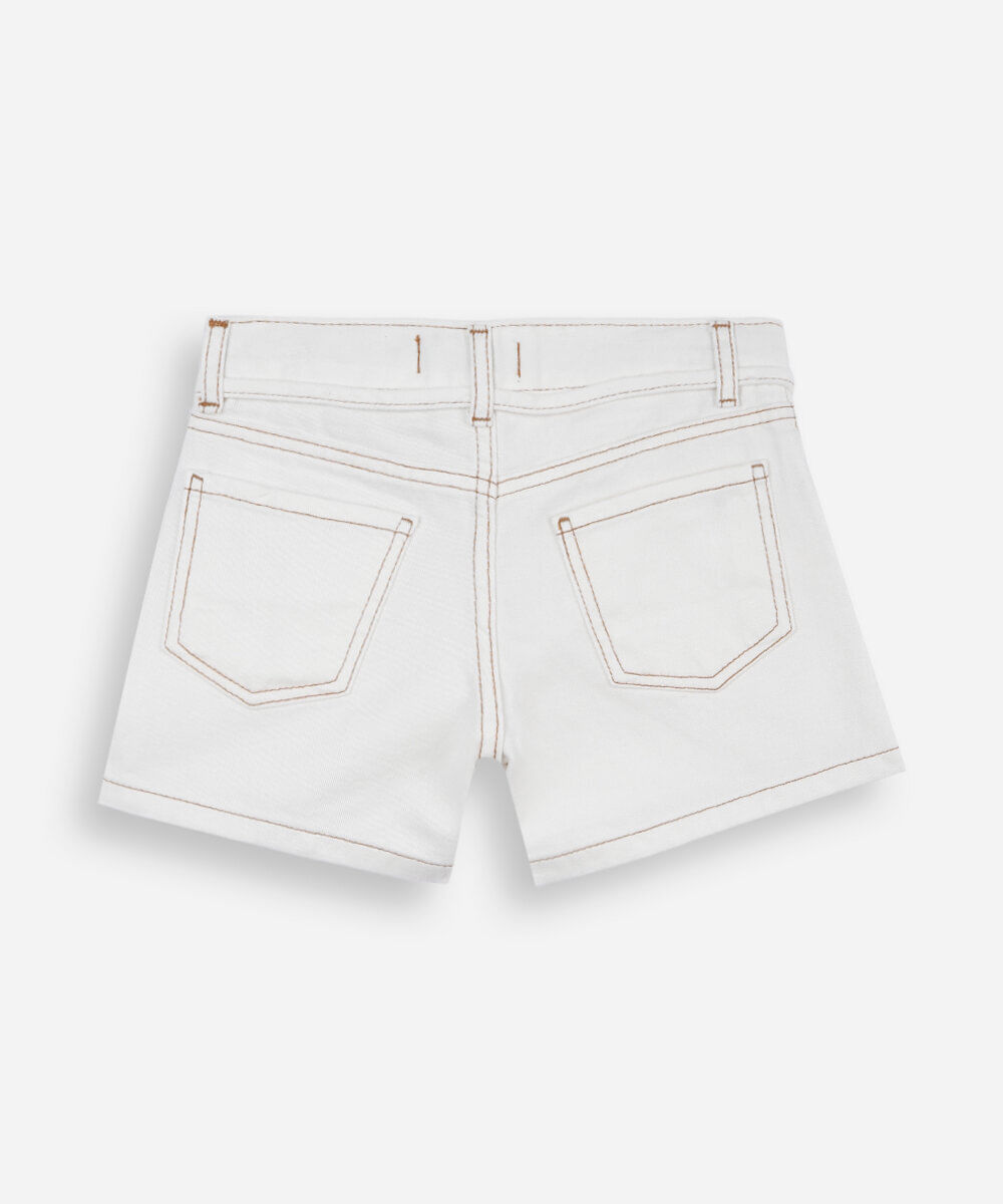 short mom infantil de sarja com cordão off white