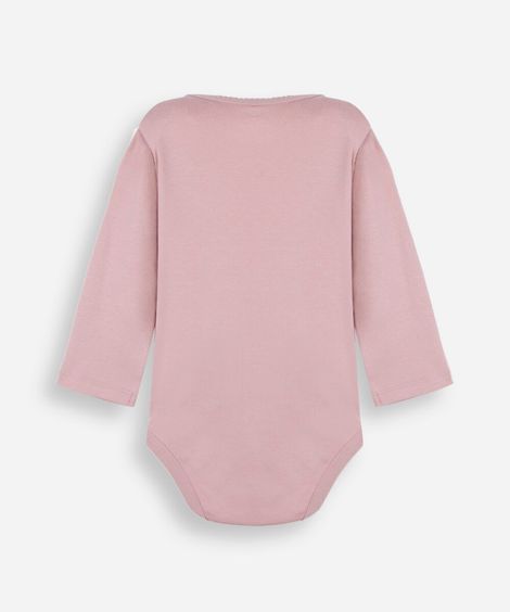body infantil de algodão manga longa rosa