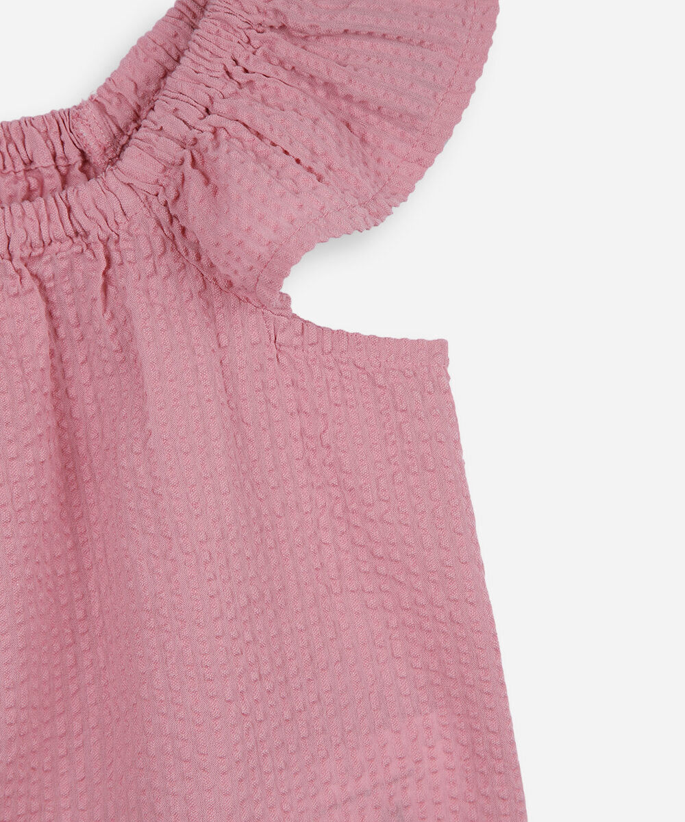 conjunto curto infantil de algodão texturizado rosa