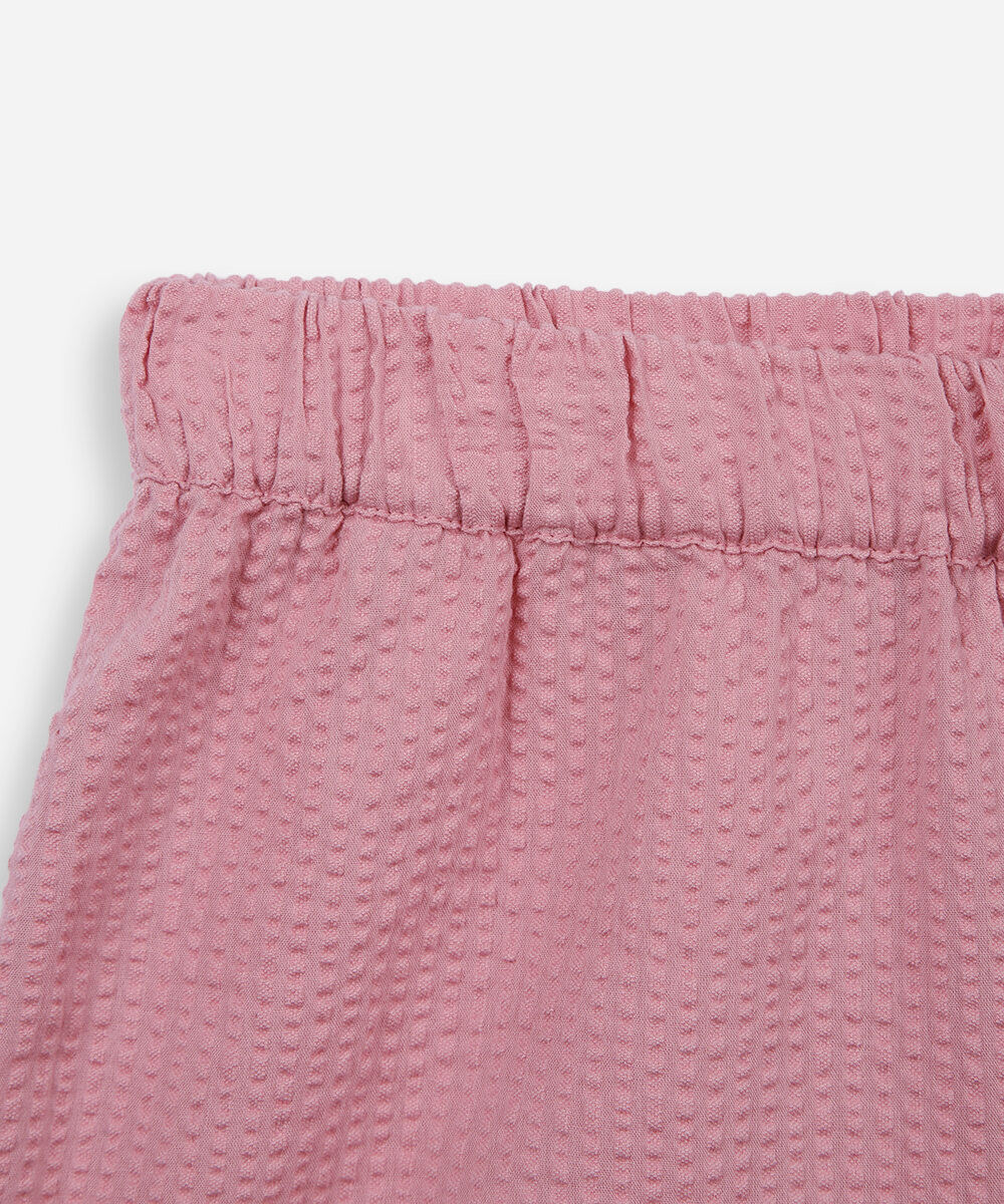 conjunto curto infantil de algodão texturizado rosa