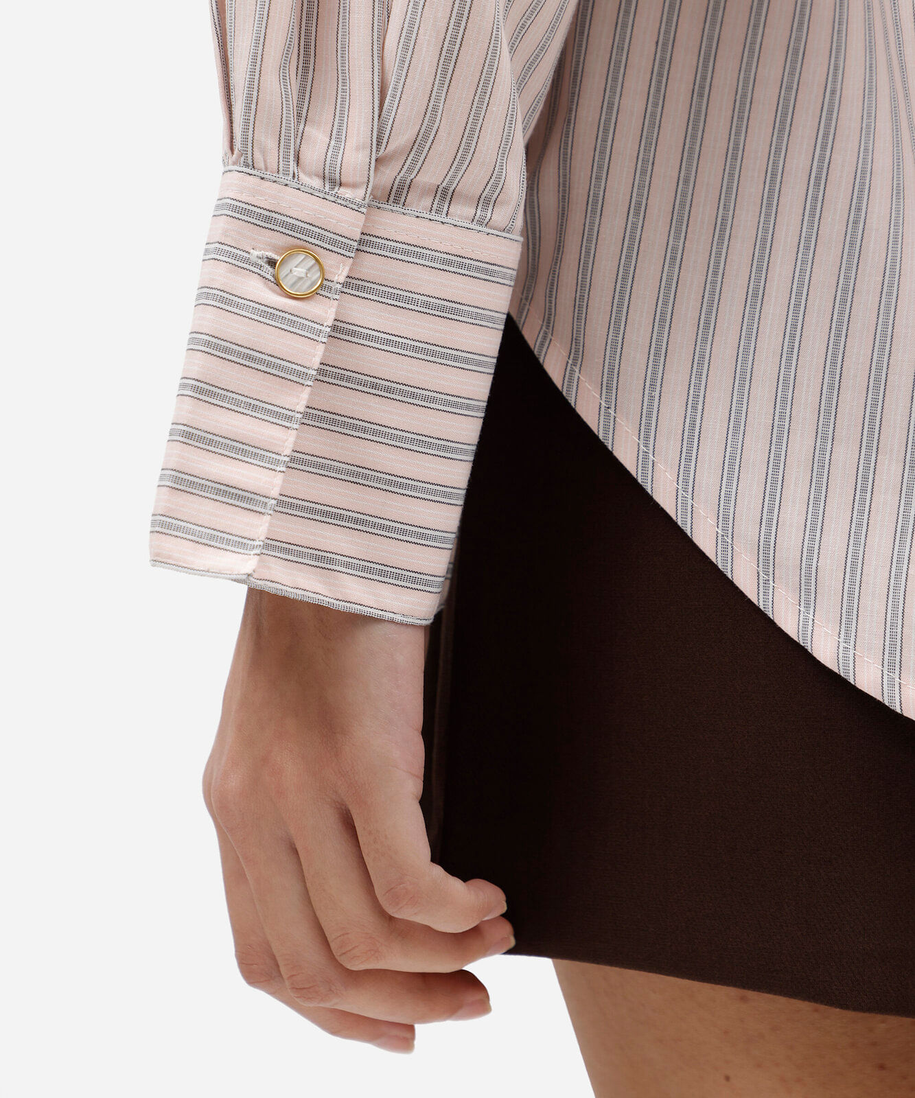 camisa oversized feminina de algodão manga longa listrada rosa