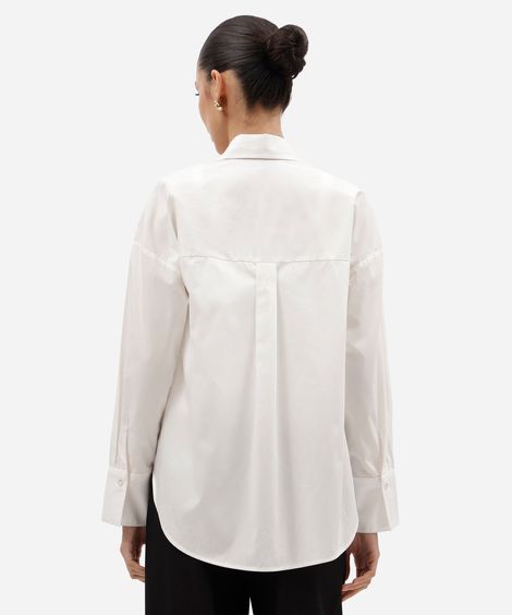 camisa oversized feminina de algodão manga longa off white