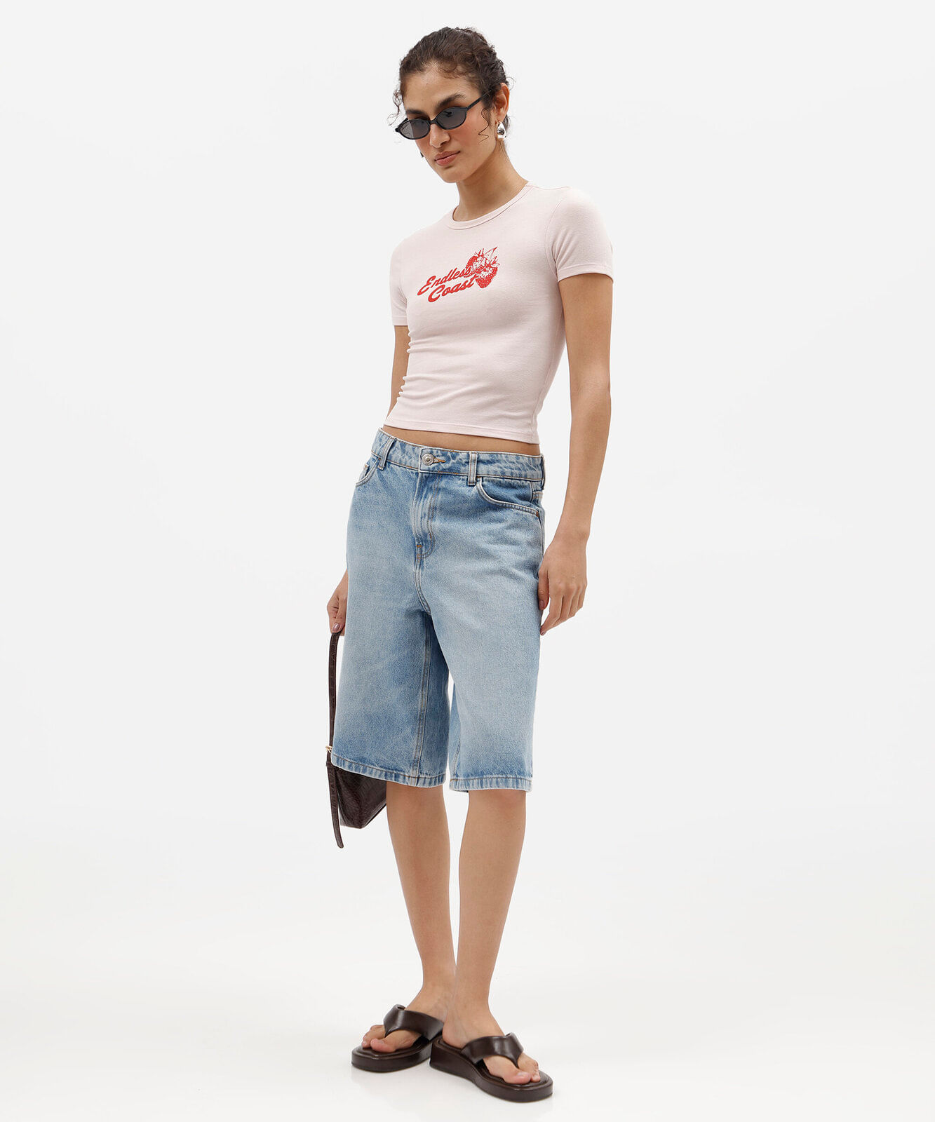 blusa baby look feminina com algodão manga curta estampada rosa