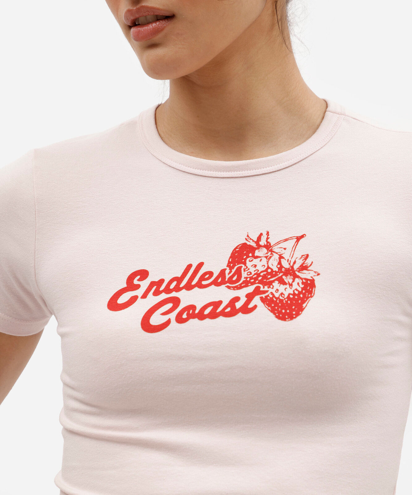 blusa baby look feminina com algodão manga curta estampada rosa