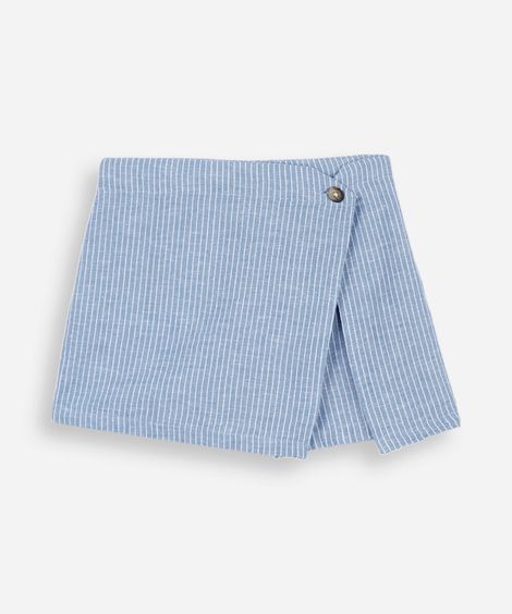 short saia infantil com linho listrado colorido