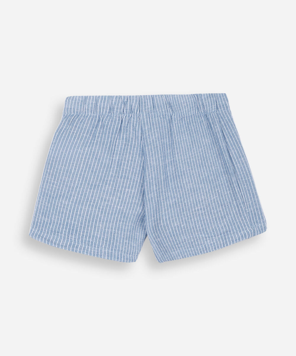 short saia infantil com linho listrado colorido