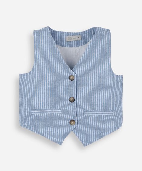 colete cropped infantil com linho listrado colorido