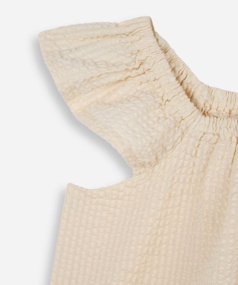 conjunto curto infantil de algodão texturizado amarelo